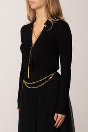 Elisabetta Franchi Body In Maglia con Collana Catena BK75B56E2 NERO