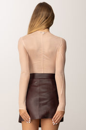 Elisabetta Franchi Body In Tulle con Collana Gioiello BO01457E2 NUDE