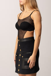 Elisabetta Franchi Body In Tulle con Pattern Snake BO01057E2 NERO