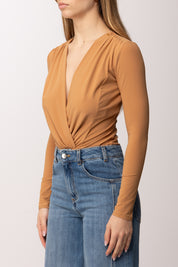 Elisabetta Franchi Body Scollo a Incrocio In Georgette Stretch BO03162E2 SUEDE