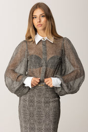 Elisabetta Franchi Body con Stampa Pitone e Papillon CB00657E2 NERO