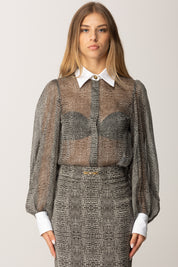 Elisabetta Franchi Body con Stampa Pitone e Papillon CB00657E2 NERO