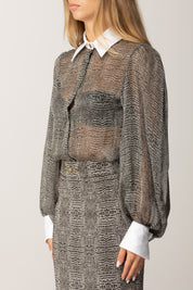 Elisabetta Franchi Body con Stampa Pitone e Papillon CB00657E2 NERO