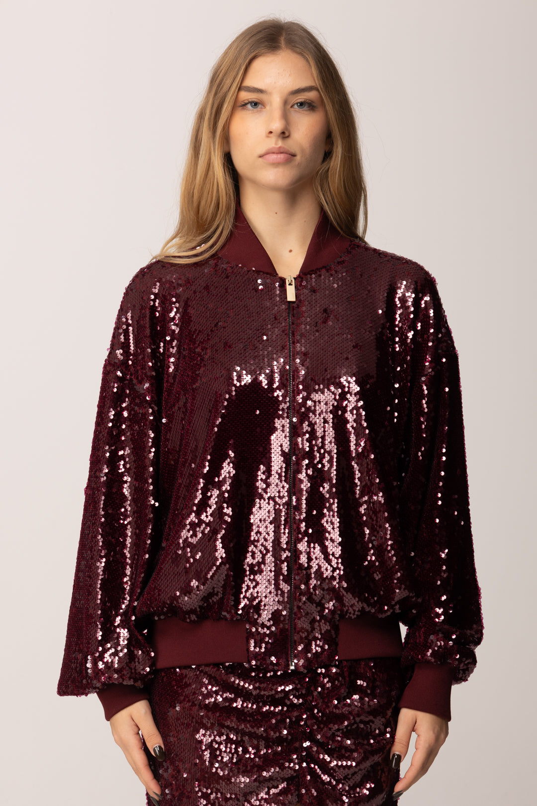Twin set Bomber Full-paiilettes con Zip MFKD11107 RIBES