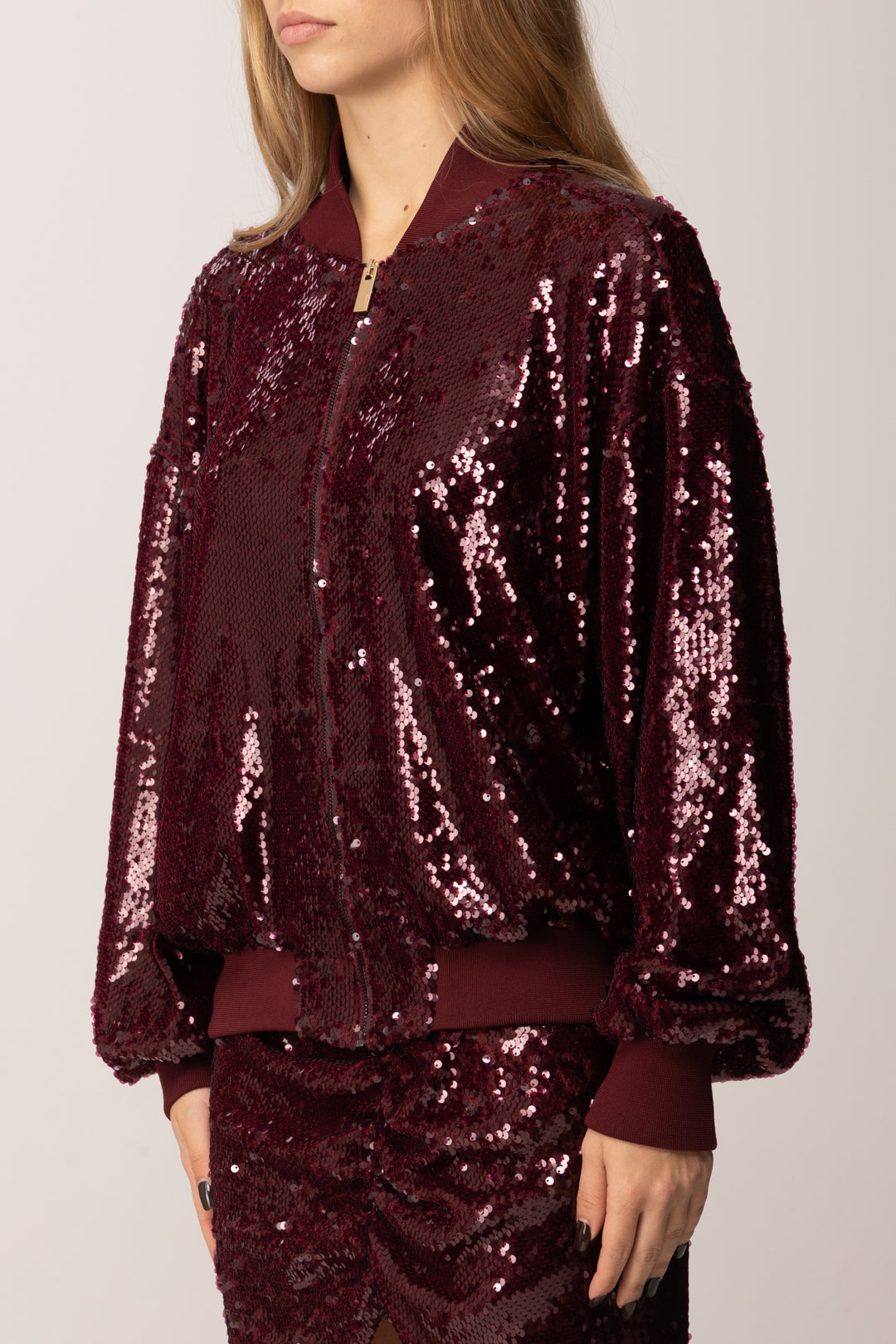 Twin set Bomber Full-paiilettes con Zip MFKD11107 RIBES