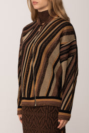 Akep Bomber In Maglia Riga Diagonale MGKD11083 MARRONE