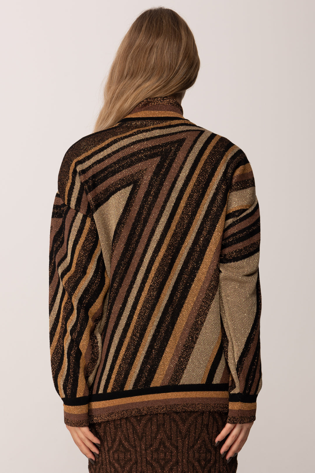 Akep Bomber In Maglia Riga Diagonale MGKD11083 MARRONE