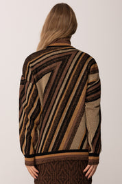 Akep Bomber In Maglia Riga Diagonale MGKD11083 MARRONE