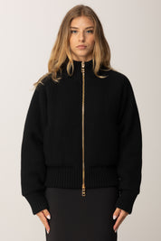 Elisabetta Franchi Bomber In Maglia con Etichetta Sul Retro JK07S56E2 NERO