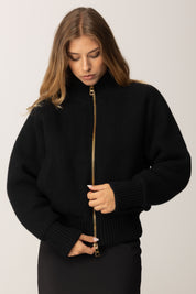 Elisabetta Franchi Bomber In Maglia con Etichetta Sul Retro JK07S56E2 NERO