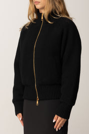 Elisabetta Franchi Bomber In Maglia con Etichetta Sul Retro JK07S56E2 NERO