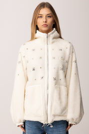 Pinko Bomber In Pile con Ricamo Castoni BIANCO NEMBO
