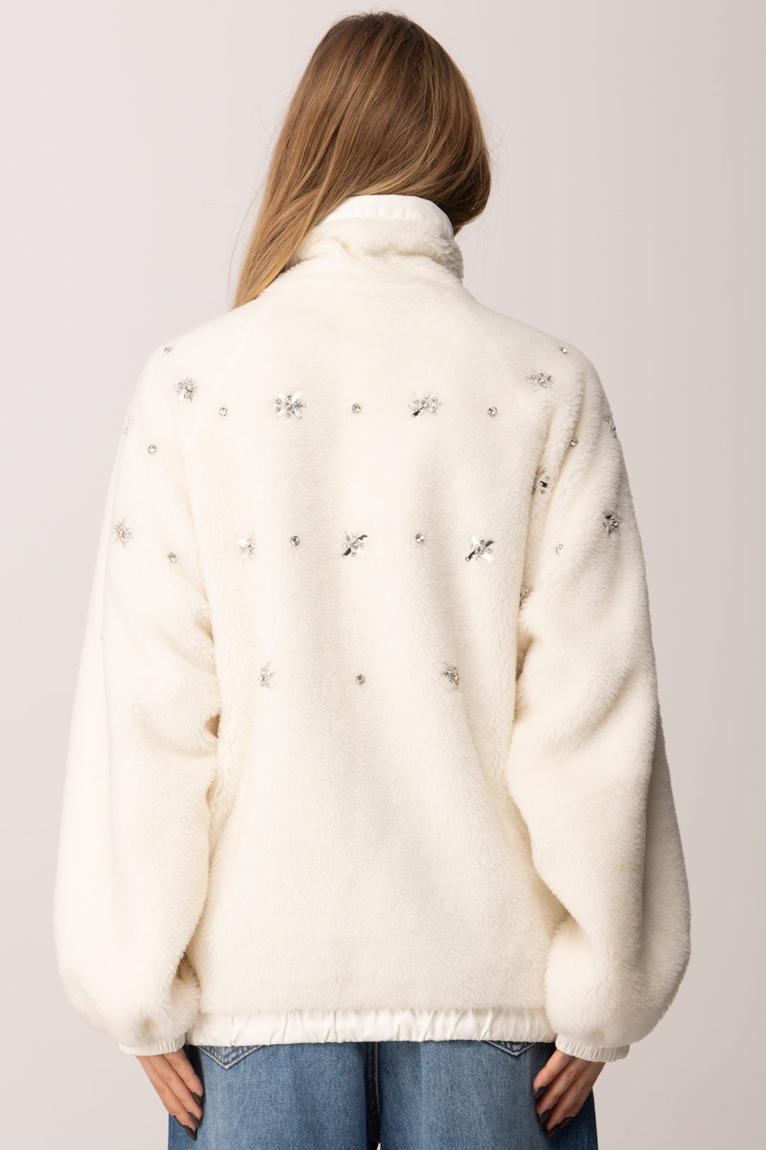 Pinko Bomber In Pile con Ricamo Castoni BIANCO NEMBO
