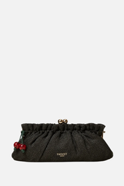 Twin-set Borsa Clutch In Rafia con Charm 261TD8280 NERO