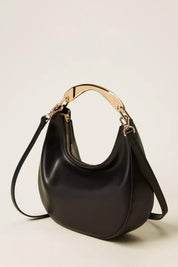 Elisabetta Franchi Borsa Hobo Croissant con Manico in Metallo 252TD8160 NERO