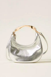 Twinset Borsa Hobo Croissant con Manico in Metallo 252TD8160 SILVER