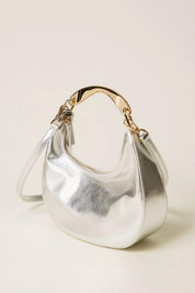 Twinset Borsa Hobo Croissant con Manico in Metallo 252TD8160 SILVER