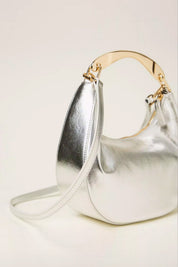 Twinset Borsa Hobo Croissant con Manico in Metallo 252TD8160 SILVER