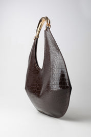 Elisabetta Franchi Borsa Hobo Grande con Manico Gioiello COFFEE BS27A56E2