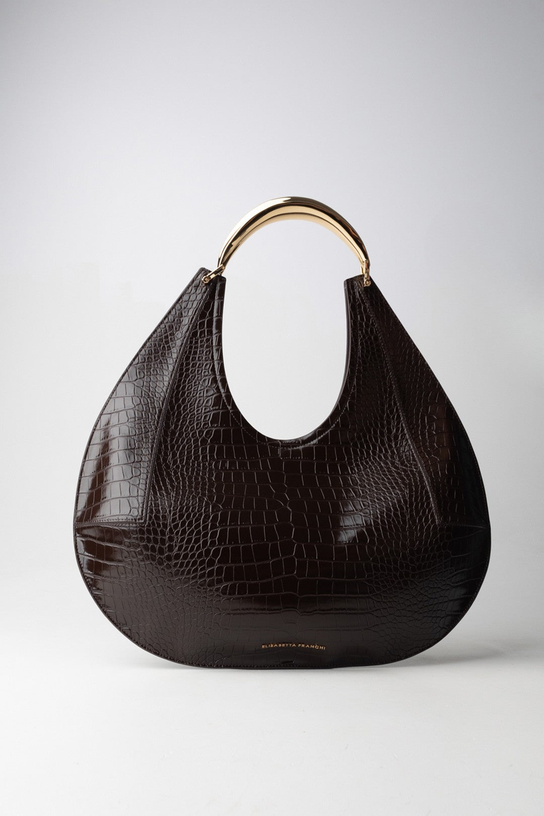 Elisabetta Franchi Borsa Hobo Grande con Manico Gioiello COFFEE BS27A56E2
