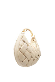 Twinset Borsa Hobo Intrecciata con Manico Metallico 261TB7370 PARCHMENT