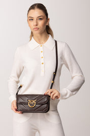 Pinko Borsa Love Mini Trapuntata ROSSO MOGANO-ANTIQUE GOLD