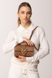 Pinko Borsa Love One Mini MARRONE - LEONE-ANTIQUE GOLD
