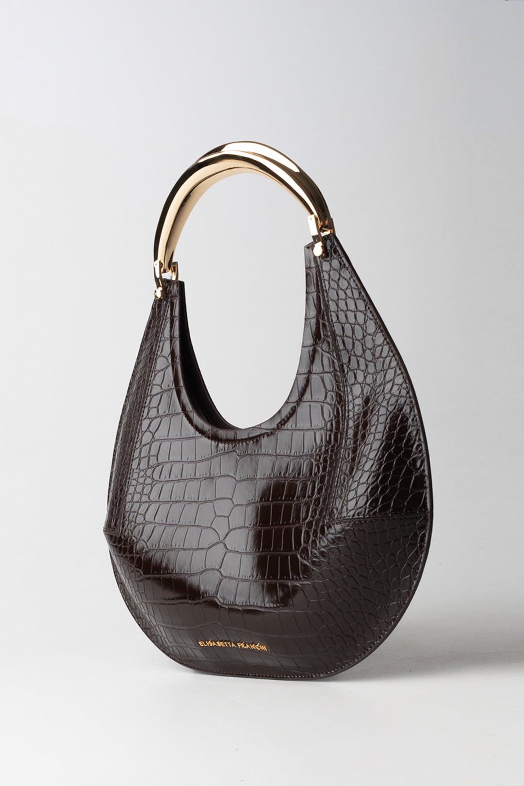 Elisabetta Franchi Borsa Media Hobo con Manico Gioiello BS28A56E2 COFFEE