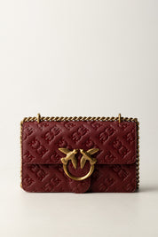 Pinko Borsa Mini Love Bag con Pattern Logo 100074 A1YB BORDEAUX MERLOT-ANTIQUE GOLD
