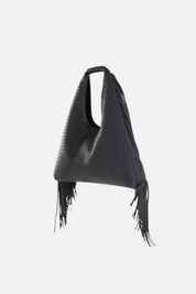 Manila Grace Borsa Sac Bag Intrecciata con Frange Laterali B836EU METEORITE :AI26