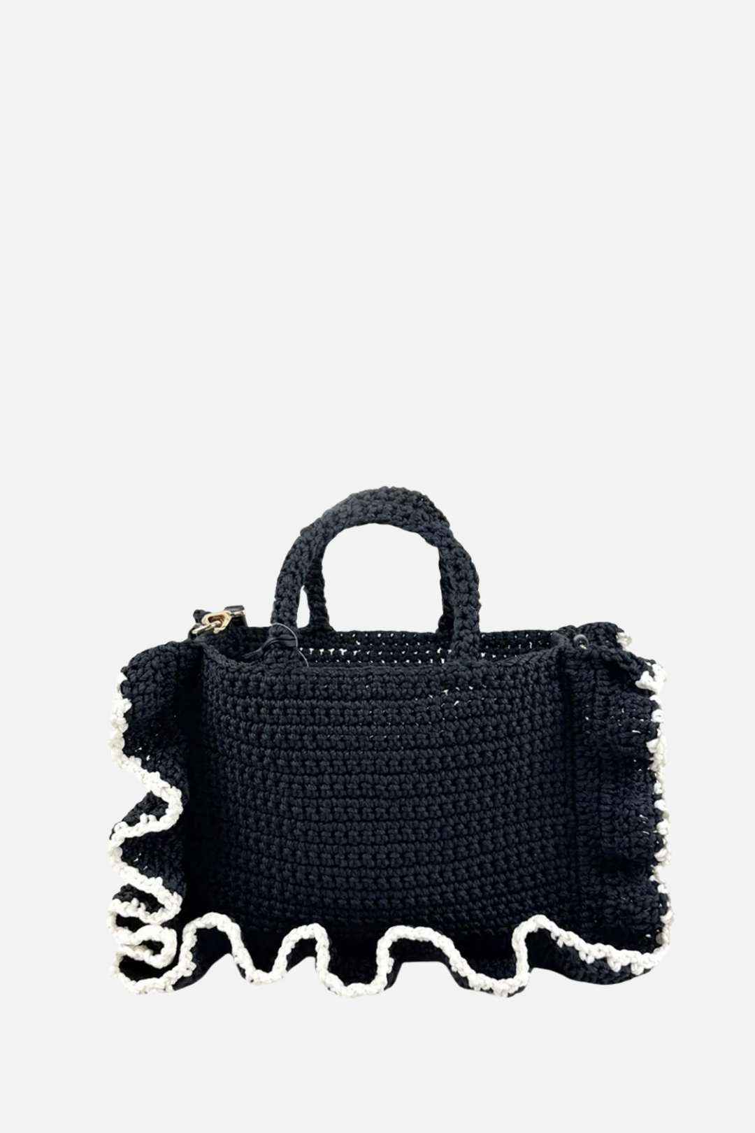 Twin-set Borsa Shopper In Crochet con Logo 261TD8291 BIC.NERO/MADREPERLA