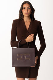 Elisabetta Franchi Borsa Tote Grande con Logo MERLOT BS32A56E2