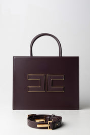 Elisabetta Franchi Borsa Tote Grande con Logo MERLOT BS32A56E2