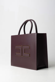 Elisabetta Franchi Borsa Tote Grande con Logo MERLOT BS32A56E2