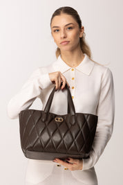 Twin-set Borsa Tote In Nappa Sintetica Matelassè 252TB7051 COFFEE