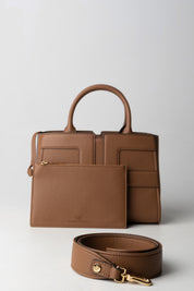 Elisabetta Franchi Borsa a Mano con Maxi Logo e Pochette Interna BS35A56E2 BROWN SUGAR