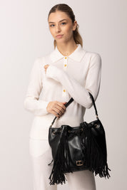 Twin-set Borsa a Secchiello con Frange 252TB7120 NERO