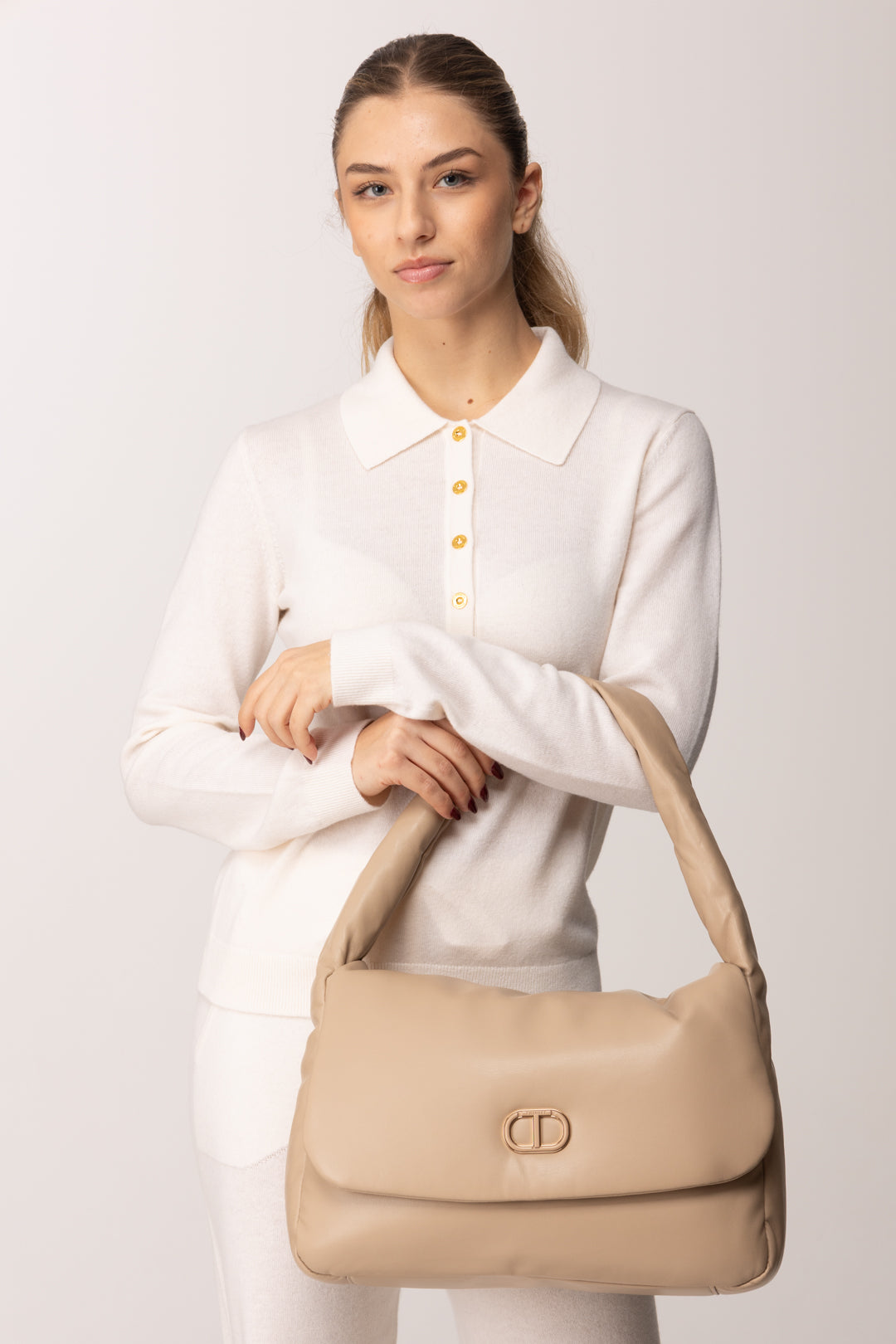 Twin-set Borsa a Spalla con Patta Grande 252TB7130 NATURAL BEIGE