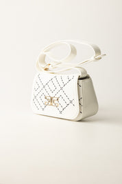 Elisabetta Franchi Bambina Borsa a Tracolla In Crepe con Stampa Logo EFBO108CGA023 MILK/NERO