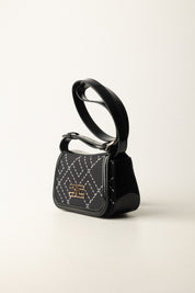 Elisabetta Franchi Bambina Borsa a Tracolla In Crepe con Stampa Logo EFBO108CGA023 NERO/MILK
