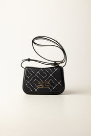 Elisabetta Franchi Bambina Borsa a Tracolla In Crepe con Stampa Logo EFBO108CGA023 NERO/MILK