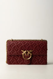 Pinko Borsa a Tracolla Love Bag con Pattern Logo 100941 A1YB BORDEAUX MERLOT-ANTIQUE GOLD