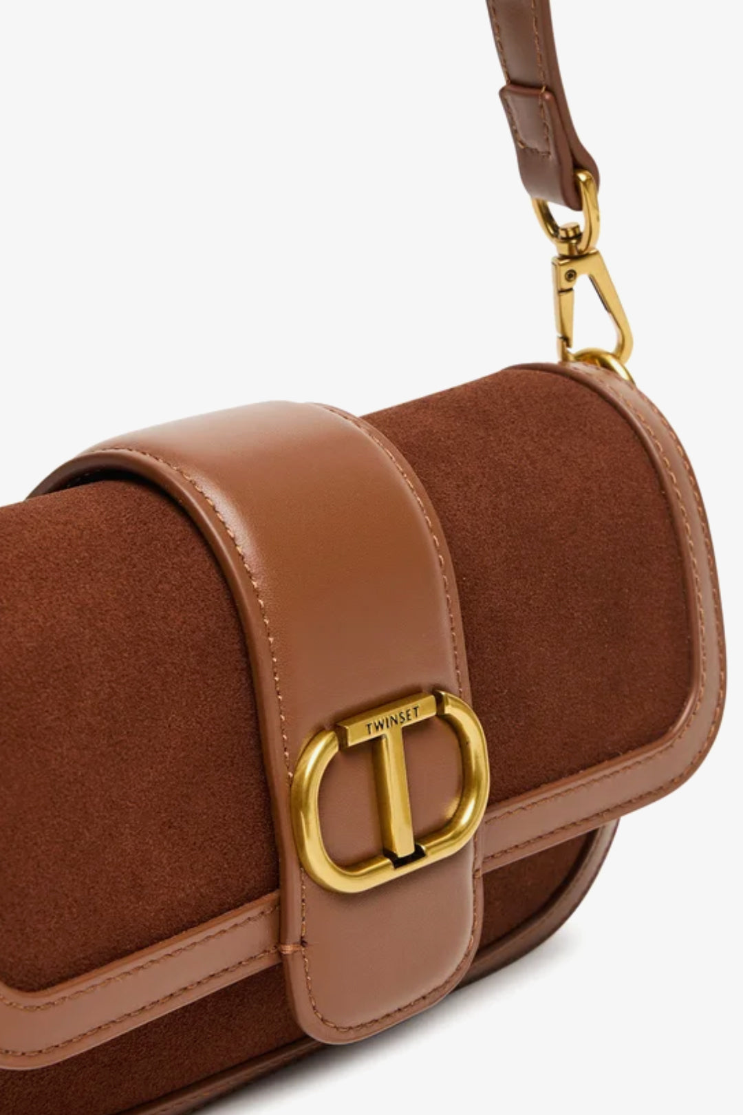 Twinset Borsa a tracolla con inserti in suede 252TD8371 CHOCOLATE MALT