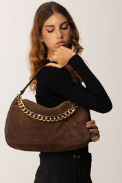 Twin-set Borsa 'liliane' Media In Suede 252TB7162 COFFEE