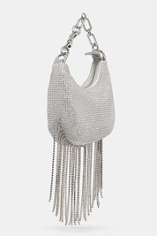 Twinset Borsa ‘mini Croissant’ In Strass con Frange 261TB7360 SILVER