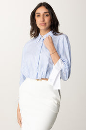 Camicia Rigata Crop con Fiocco Sul Retro