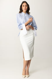 Camicia Rigata Crop con Fiocco Sul Retro