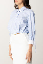 Camicia Rigata Crop con Fiocco Sul Retro