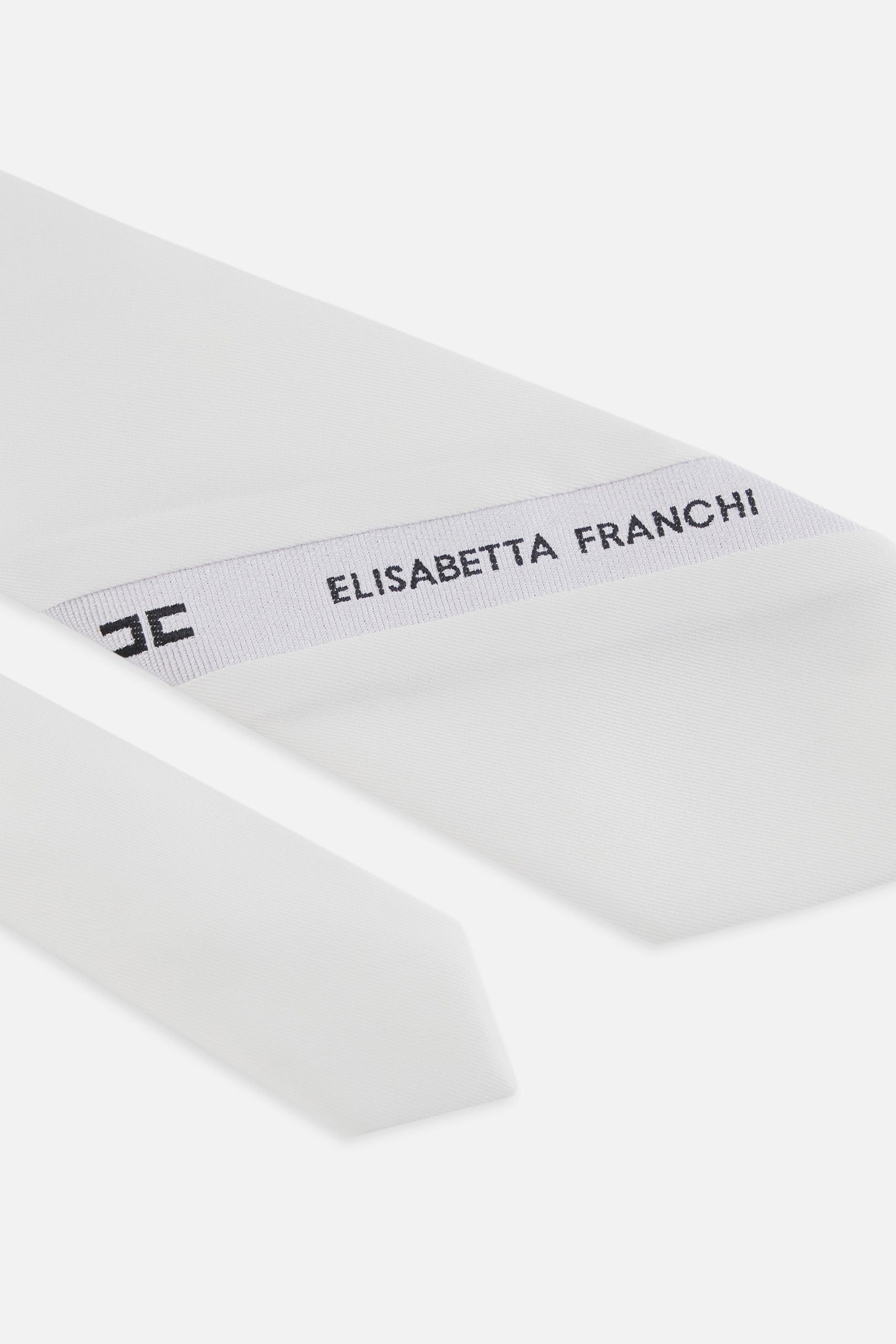 Elisabetta Franchi Cravatta In Twill con Nastro Logato AVORIO CR12L57E2
