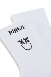 Pinko Calzini a coste con logo 106071 A302 ZZ1 BIANCO/NERO